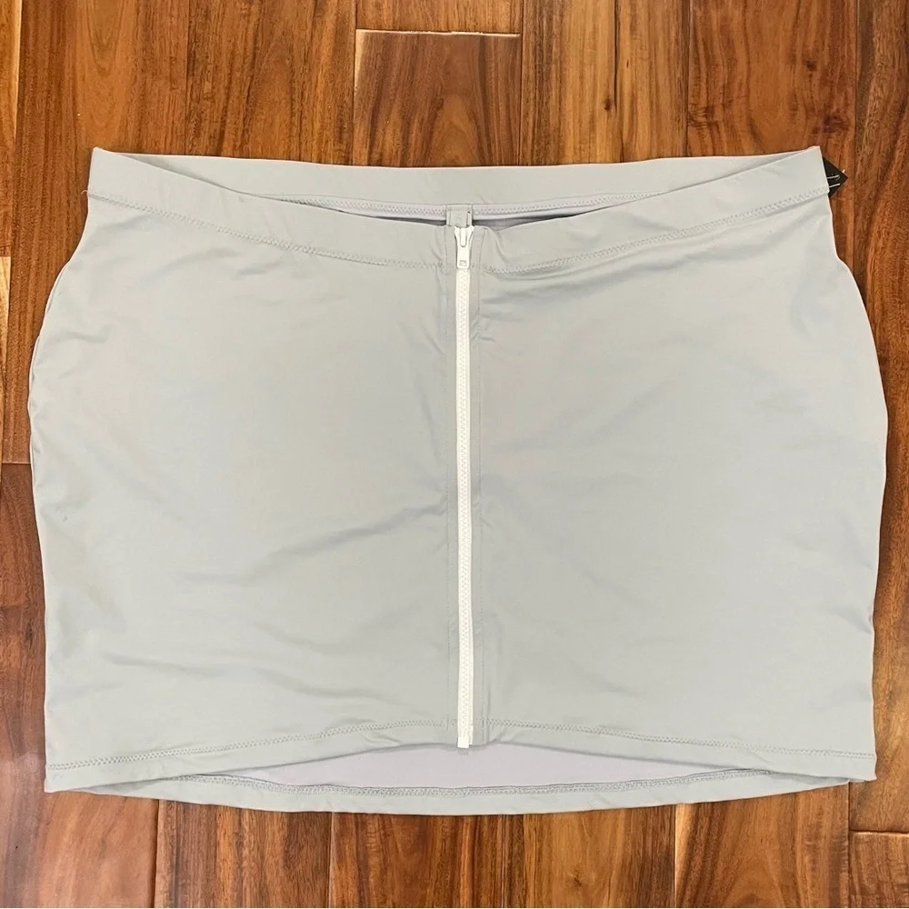 Skims Women Plus Size Sporty Zipper Swim Mini Skirt Blue Pacific Size 4x NWT.